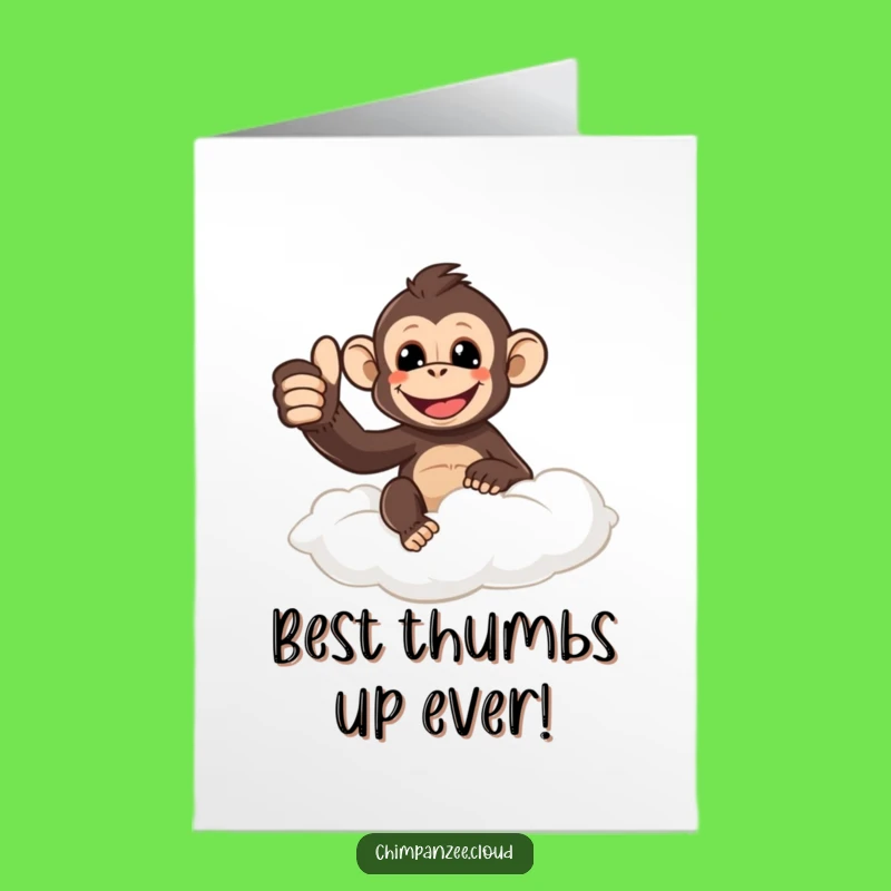 Free Printable Congrats Card: Thumbs Up Chimpanzee Cloud - Success Downloadable Greeting