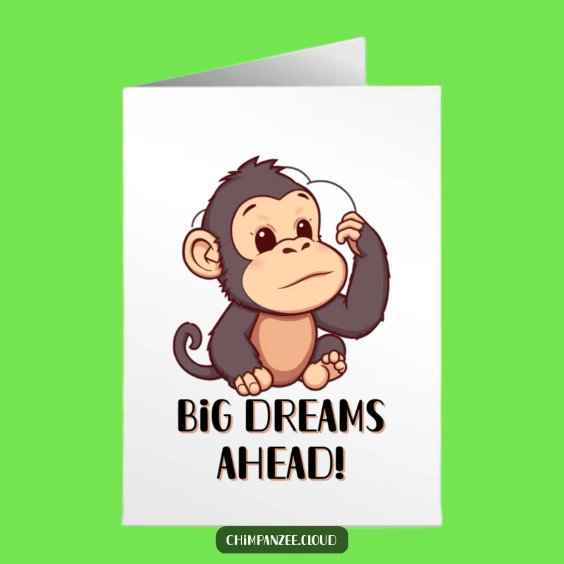 Free Printable Congrats Card: Pensive Chimp, Cloud Shape! Funny