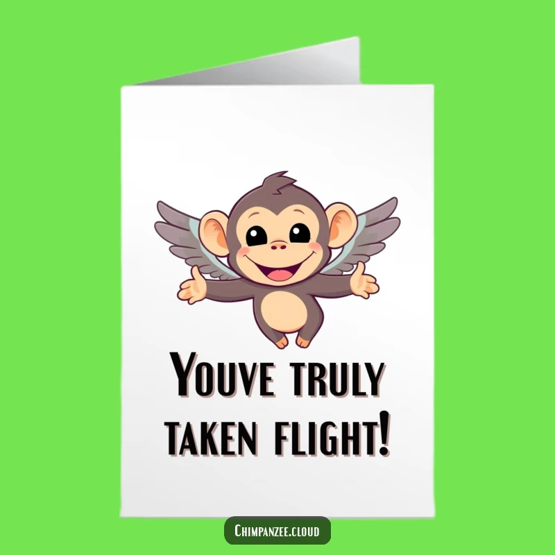 Free Printable Chimp Congrats Card: Hilarious Flying Monkey Downloadable for Big Wins