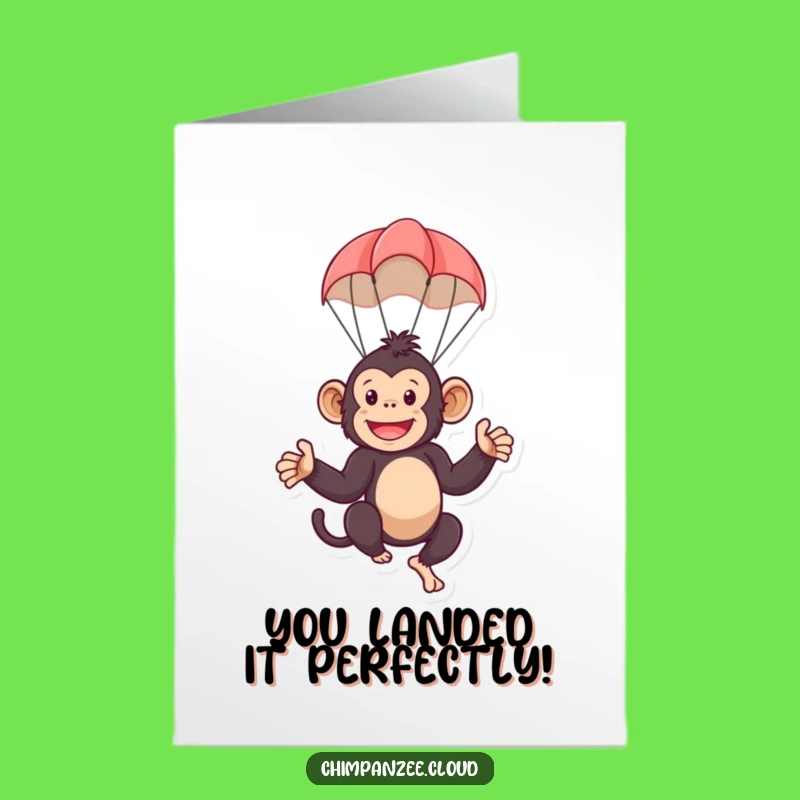 Free Printable Chimp Congrats Card: Hilarious Parachute Monkey Downloadable for Achievements