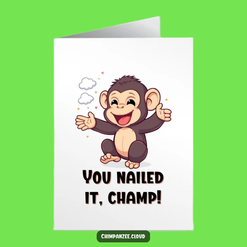 Free Printable Congrats Card: Cheerful Chimp Celebration - Funny Downloadable Gift