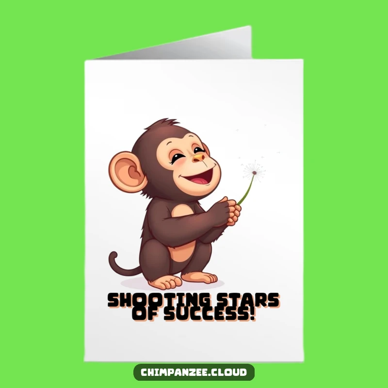 Free Printable Congrats Card: Chimp Blows Dandelions - Funny Downloadable Gift