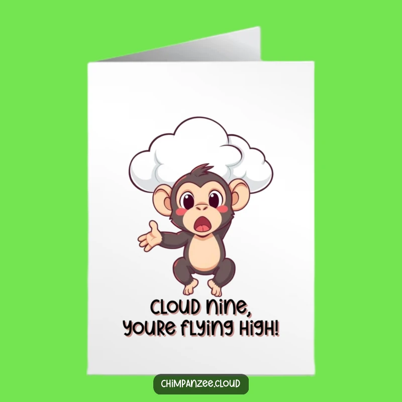 Free Printable Congrats Card: Chimp Cloud Toss Celebration Downloadable Gift