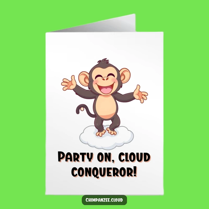 Free Printable Congrats Card: Dancing Chimp Cloud - Celebration Downloadable Gift!