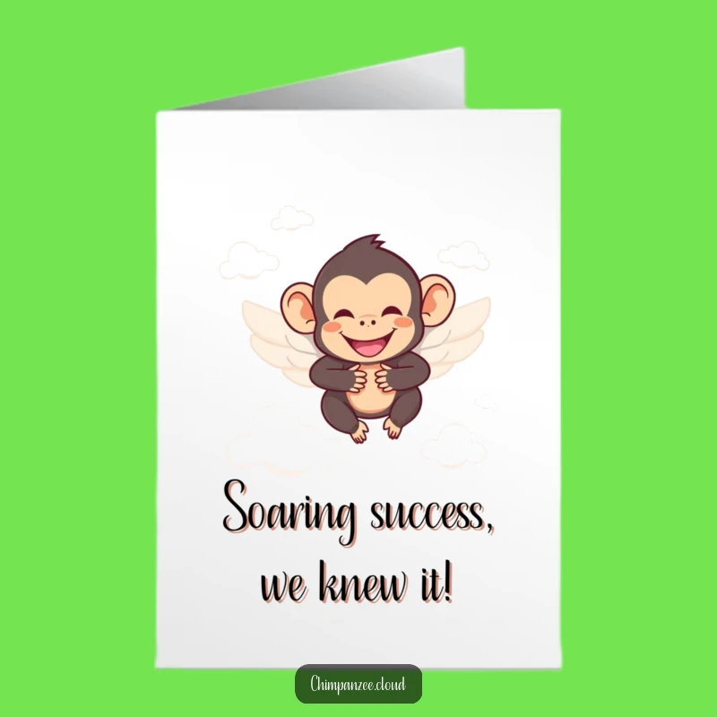 Free Printable Funny Winged Chimp Congrats Card - Soar to Success Downloadable Greeting