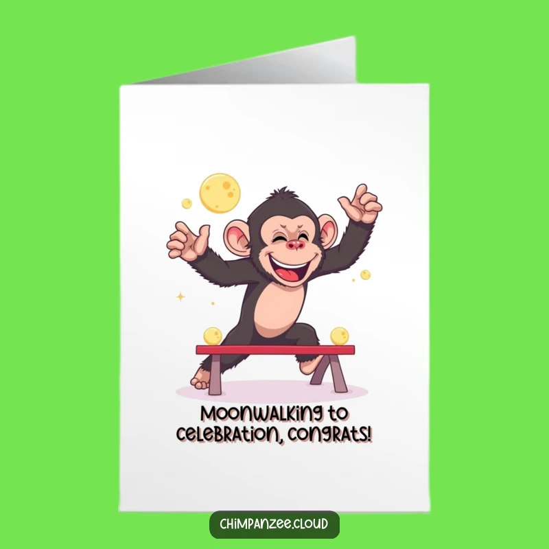 Free Printable Congrats Card: Chimp Leapfrogs Moons - Hilarious Downloadable Gift