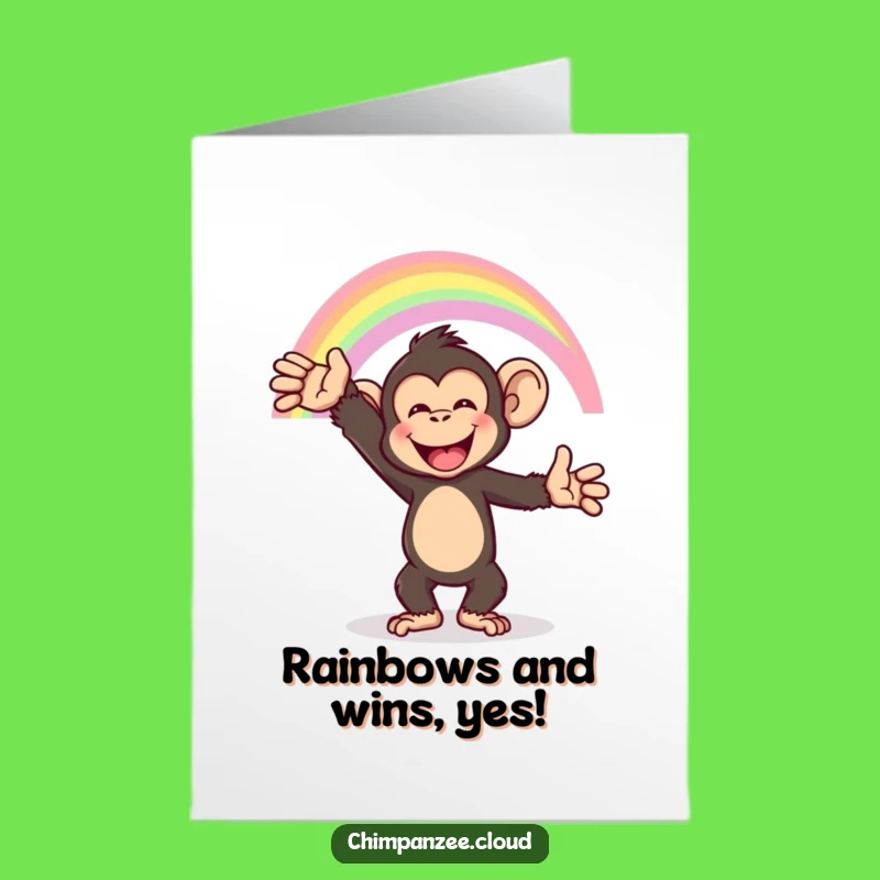 Free Printable Happy Chimpanzee Congrats Card: Rainbow Reach Downloadable Success