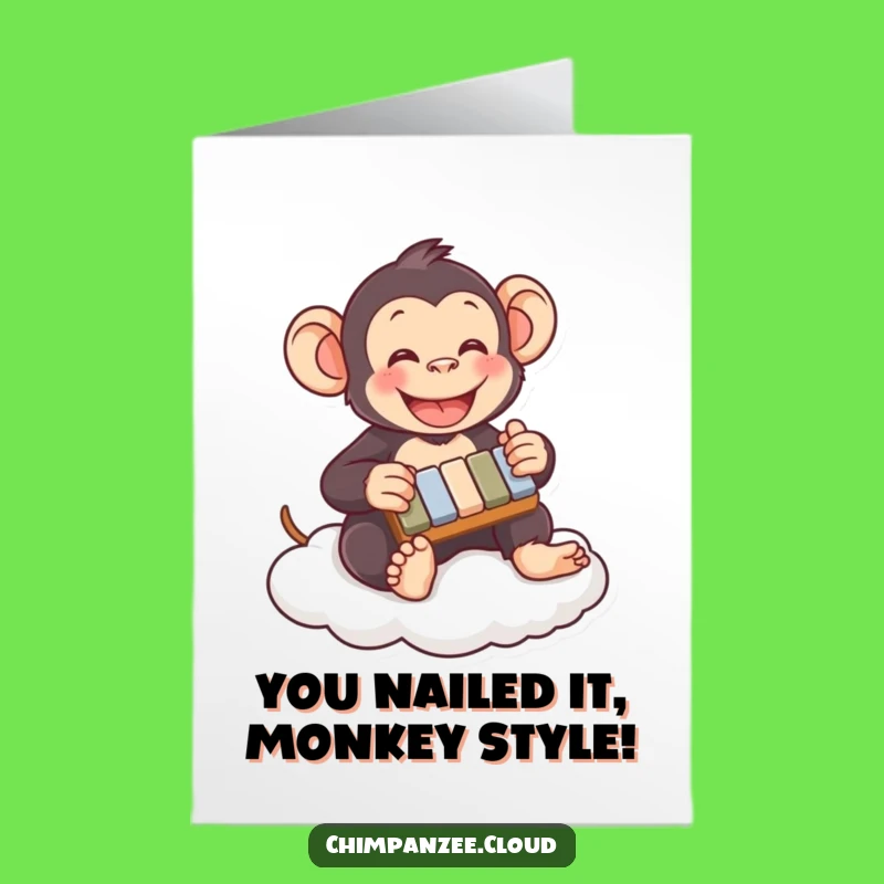 Free Printable Congrats Card: Chimpanzee Xylophone Cloud, Hilarious Downloadable Gift!