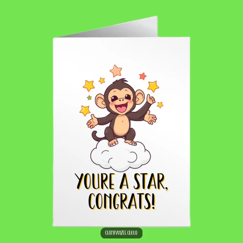 Free Printable Congrats Card: Star Juggling Chimp Humorous Downloadable