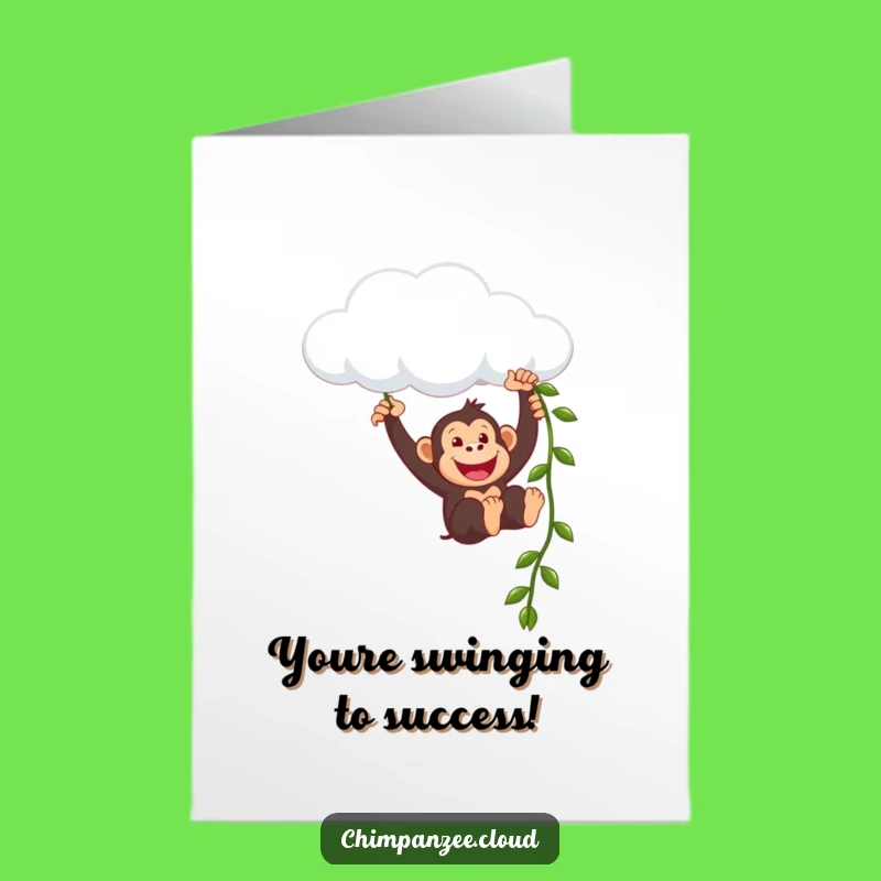Free Printable Congrats Card: Chimpanzee Cloud Swing Success Downloadable Gift