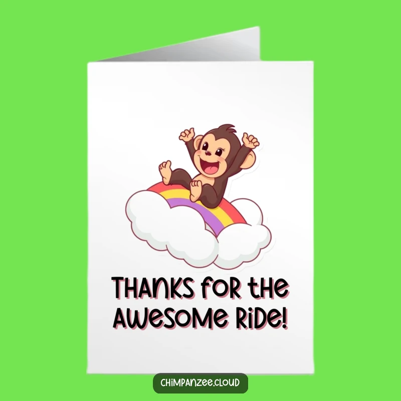 Free Printable Thank You Card: Chimp Rainbow Slide Downloadable