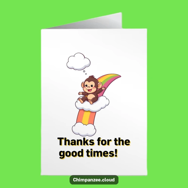 Free Printable Thank You Card: Chimp's Rainbow Journey, Humorous DIY Downloadable Gift