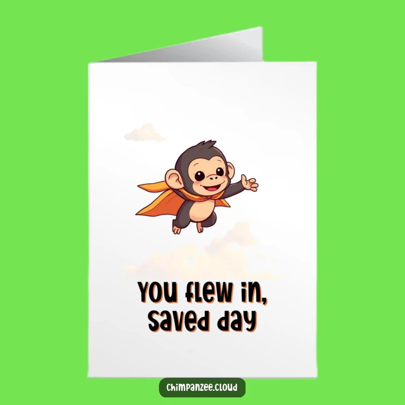 Free Printable Thank You Card: Flying Chimpanzee Cape - Grateful Downloadable Greeting
