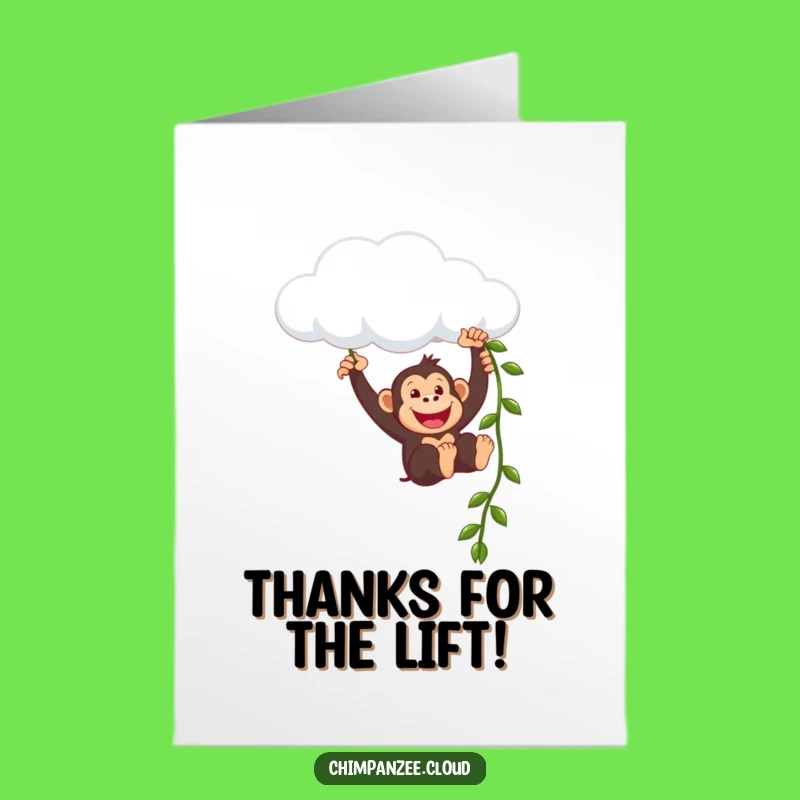 Free Printable Thank You Card: Grateful Chimpanzee Cloud Swing Downloadable Gift