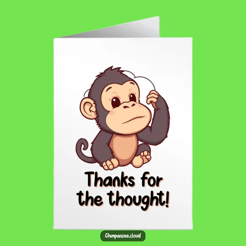 Free Printable Thank You Card: Pensive Chimp, Cloud Shape! Funny