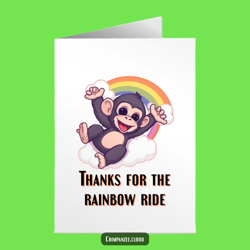 Free Printable Thank You Card: Playful Chimp Rainbow Slide - Fun Downloadable Gift