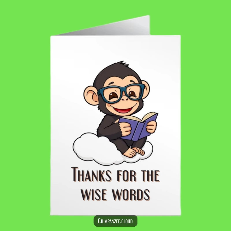 Free Printable Thank You Card: Studious Chimp Reading Humorous Downloadable