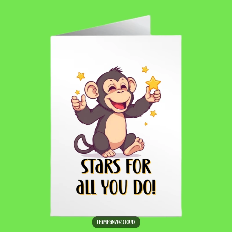 Free Printable Thank You Card: Grateful Star Juggler Chimpanzee Downloadable Gift