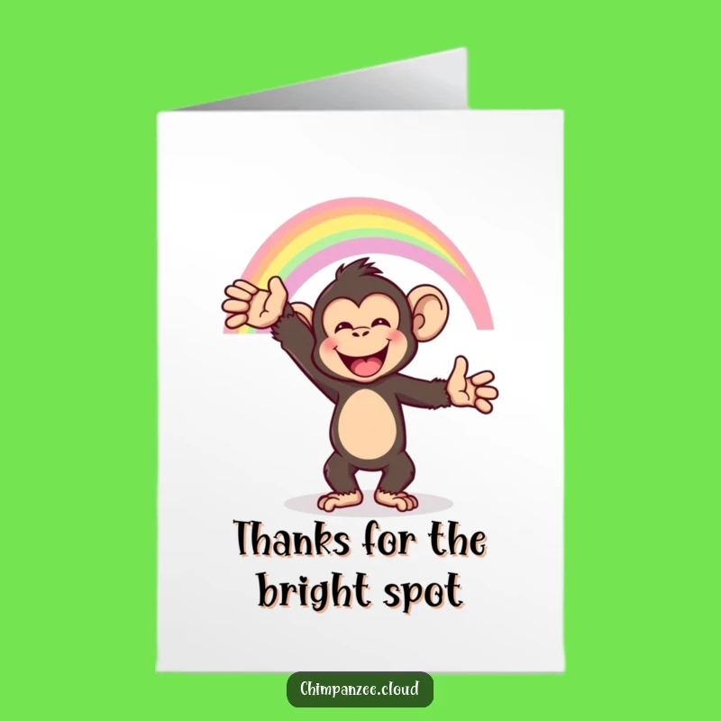 Free Printable Happy Chimpanzee Thank You Card: Rainbow Reach Gratitude