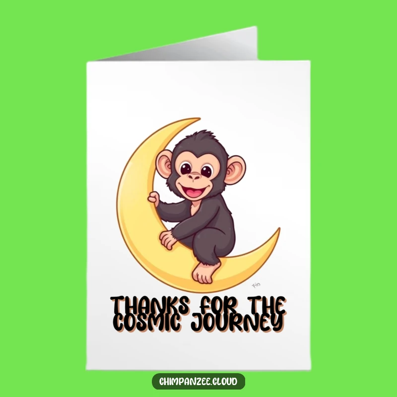 Free Printable Thank You Card: Chimp on Moon Funny Downloadable Gift