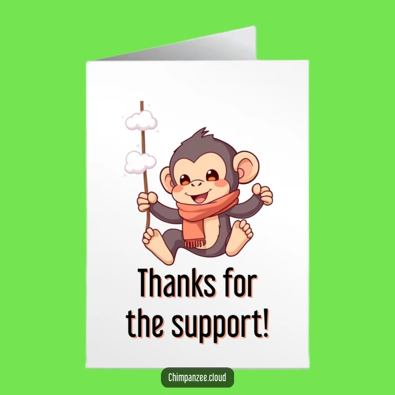 Free Printable Whimsical Chimp Thanks Card: Funny Downloadable Gift of Appreciation