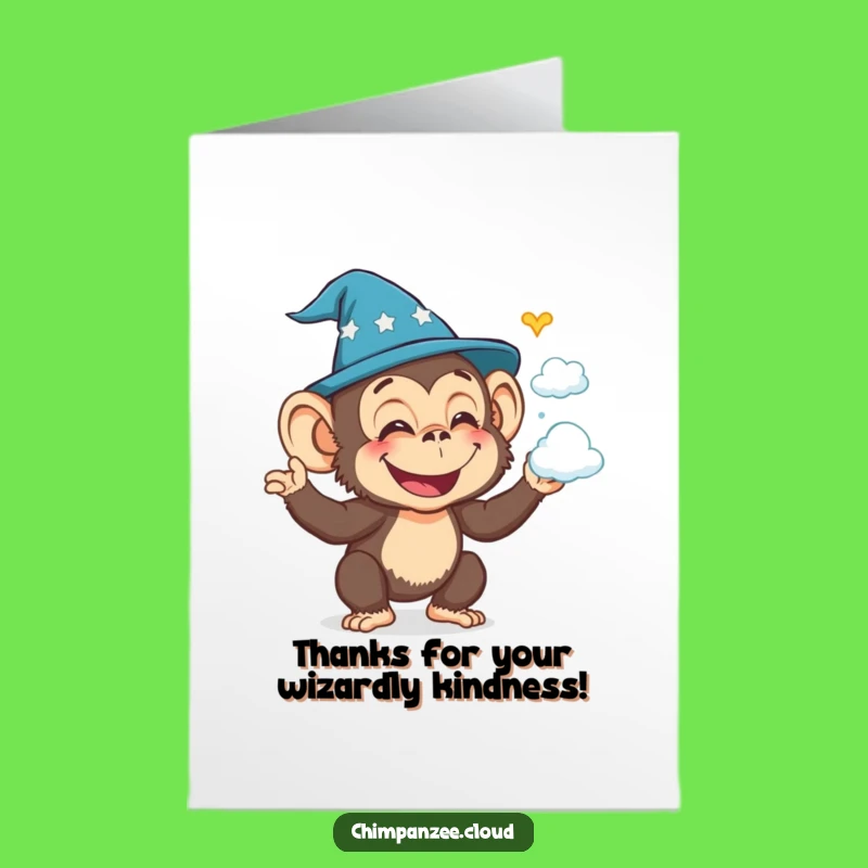 Free Printable Funny Wizard Chimp Thank You Card - Magical Gratitude Downloadable