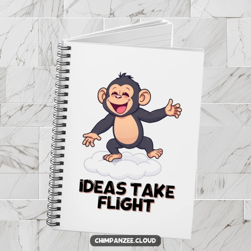 Funny Notebook: A chimpanzee gracefully dancing on a cloud, inspiring joy and creativity for all your writing needs.