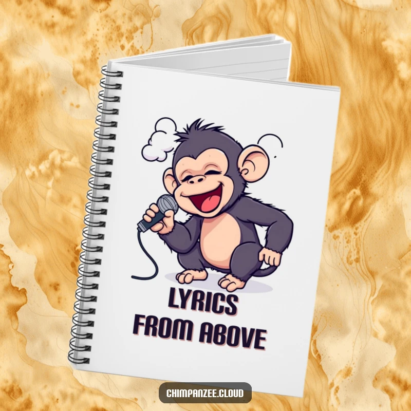 Funny Chimp Song Notebook: A playful chimpanzee sings into a cloud with a microphone, perfect for song lyrics.