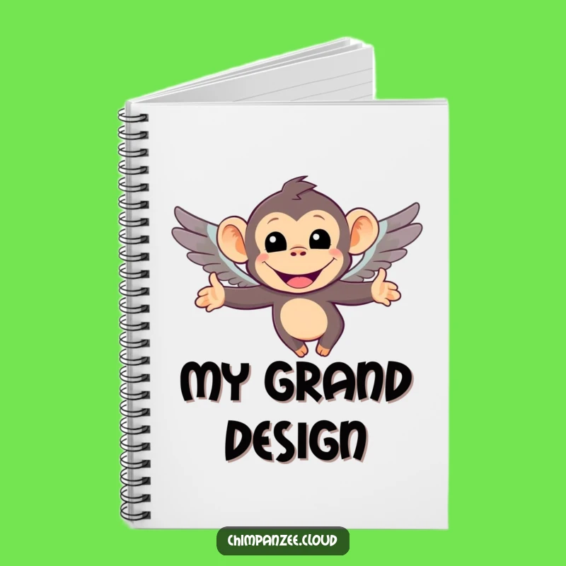 Funny Flying Chimp Notebook: Diary With Tiny Wings Chimp, Ideal Funny Gift!