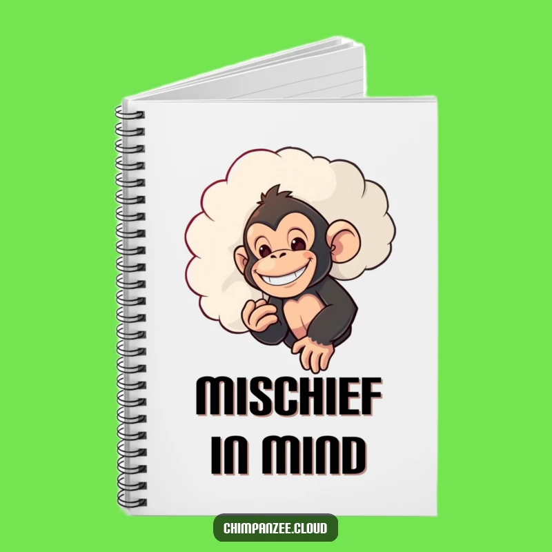 Funny Sneaky Chimp Notebook: Mischievous Chimpanzee Peeking Cloud Journal