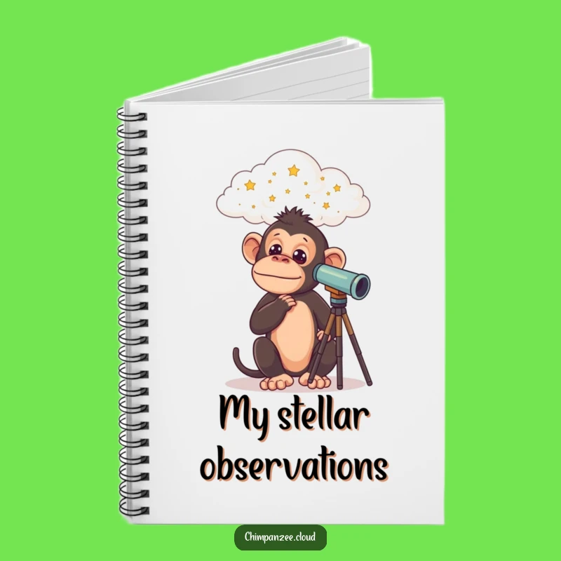 Funny Chimp Explorer Notebook: Curious Chimpanzee Telescope Journal, Space Funny Gift!