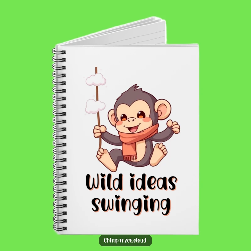 Funny Playful Chimp Notebook: Chimpanzee Swinging Cloud, Whimsical Journal