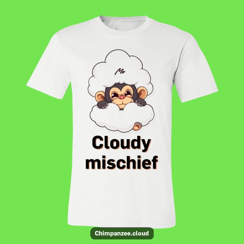 Funny Chimp Cloud Hideout T-Shirt - Mischievous Character Fun, Perfect Gift!