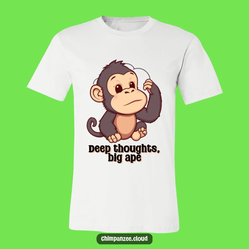 Funny Chimp Cloud Gazer T-Shirt: Thoughtful Primate's Whimsical Reflection Tee