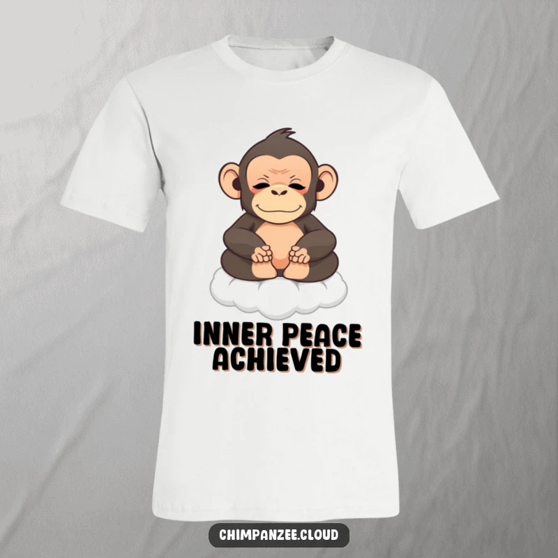 Funny chimpanzee meditating on a cloud, capturing a moment of pure zen, great funny t-shirt.