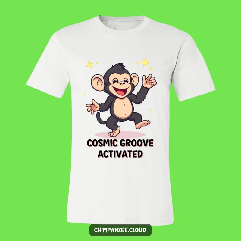 Funny Energetic Chimpanzee Shirt - Cosmic Star Dust Dance Party Tee
