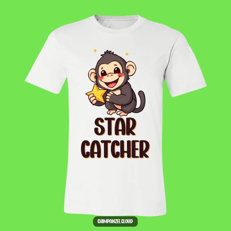 Funny Star Chimp T-Shirt: Chimpanzee Holding Star, Joyful Expressive Tee
