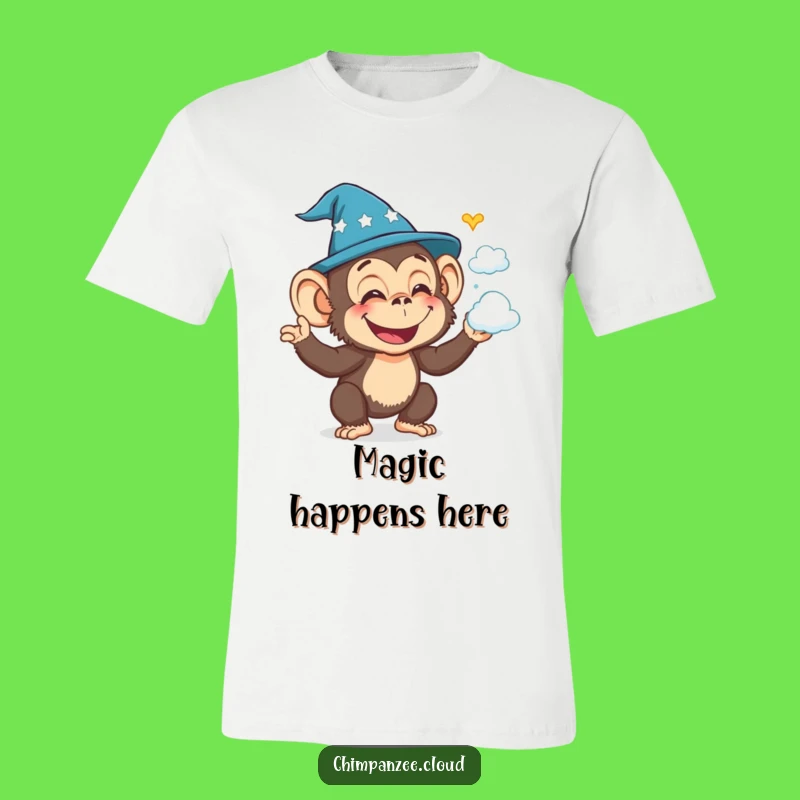 Funny Wizard Chimp T-Shirt: Joyful Cloud Conjurer, Magical Funny Gift Tee