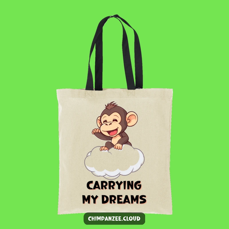 Funny Chimp Cloud Ride Tote Bag: Mischievous Chimpanzee's Shopping Companion