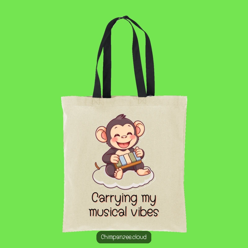 Funny Chimpanzee Xylophone Cloud Tote Bag: Stylish & Humorous Carry-All Gift