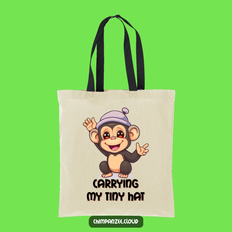 Funny Chimp Hat Waving Tote Bag - Stylish & Hilarious Shopping Gift