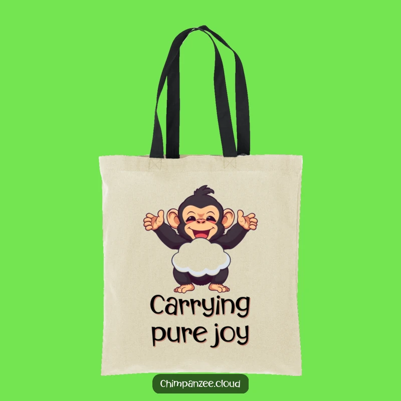 Funny Chimp Cloud Puff Tote Bag: Charming Chimpanzee Sharing Happiness, A Humorous Gift