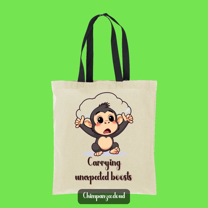 Funny Surprised Chimpanzee Cloud Push Tote Bag: Stylish Surprise & Humorous Carry-All