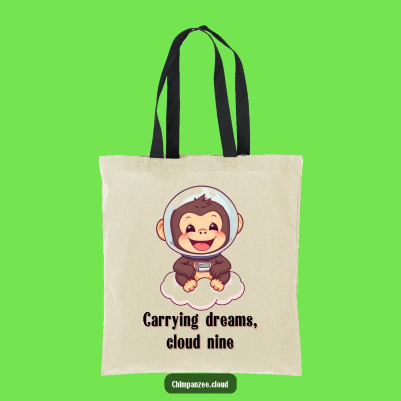 Funny Astronaut Chimp Tote Bag: Cheerful Chimp Cloud Carryall, Great Space Gift