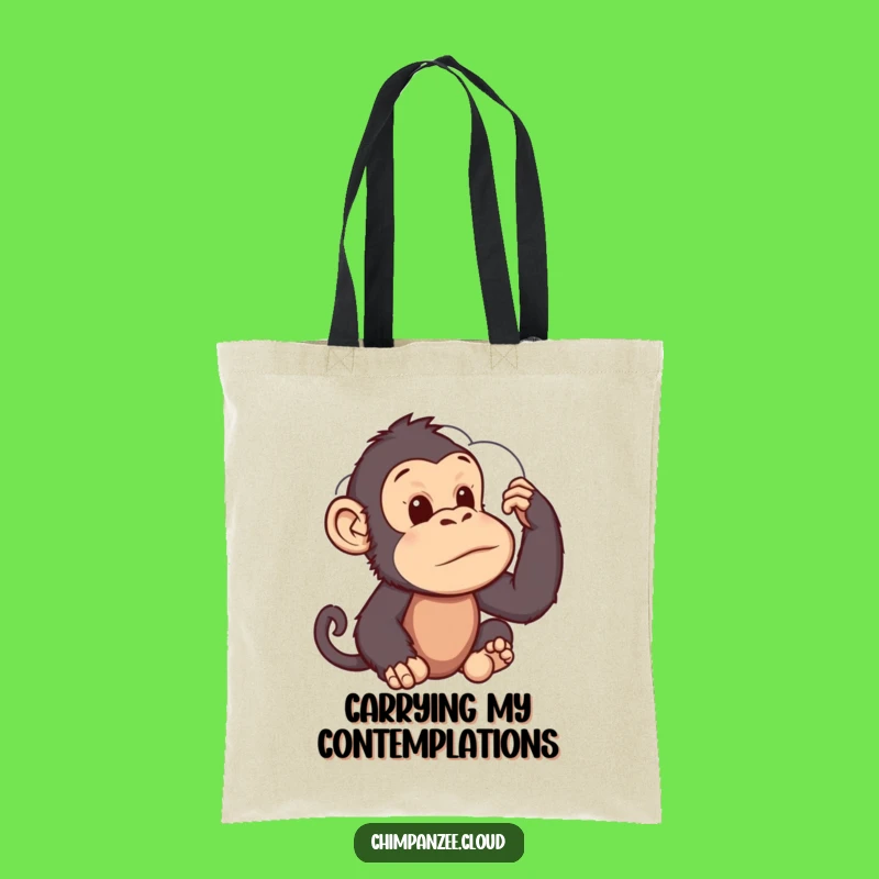 Funny Chimp Cloud Gazer Tote Bag: Thoughtful Primate's Whimsical Carry-All