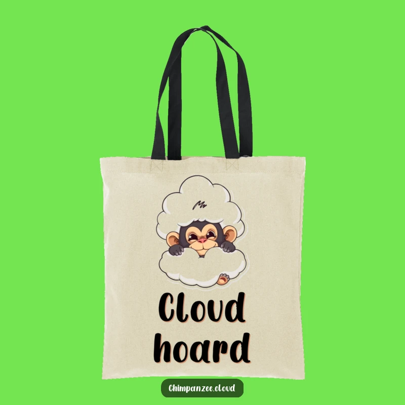 Funny Chimp Cloud Hideout Tote Bag - Mischievous Design, Perfect Gift!