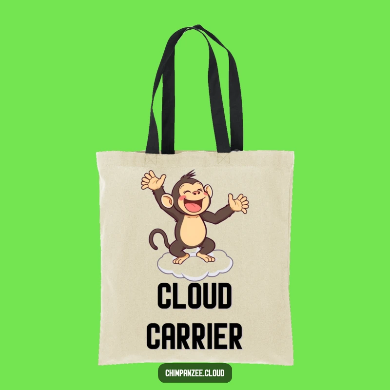 Funny Chimp Dance Tote Bag: Joyful Monkey Cloud Carry-All