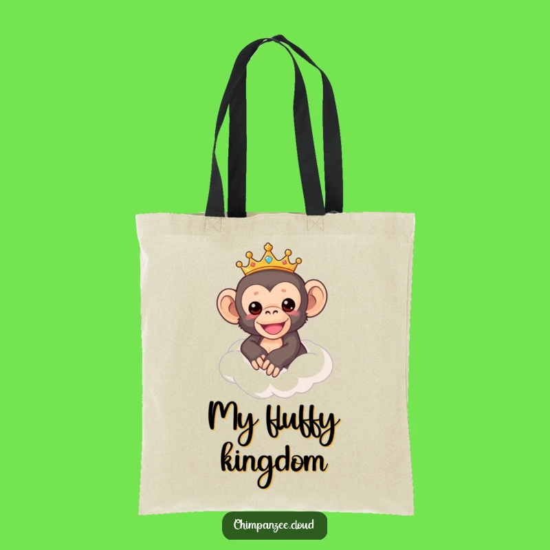 Funny Chimp Queen Tote: Adorable Crowned Chimpanzee on Cloud, Stylish Funny Gift!