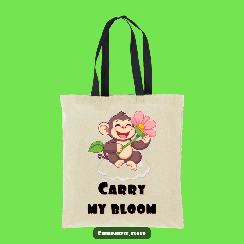 Funny Chimpanzee Flower Tote Bag: Carry Happiness & Style Hassle-Free