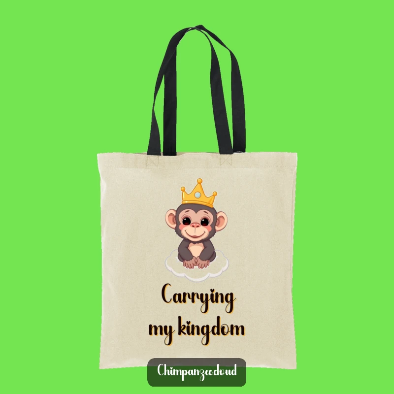 Funny Crowned Chimp Tote Bag: Floating on Cloud - Perfect Grocer & Gift Bag